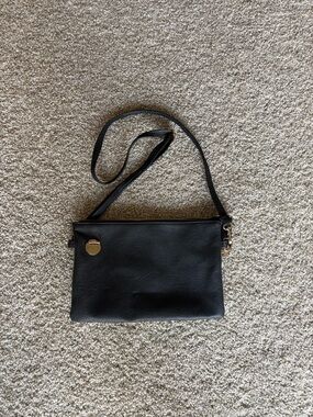 Classic Black Crossbody Bag - Minimalist Women's Shoulder Purse